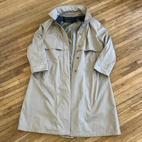 Jackets & Blazers - Vintage Beige Hooded Trench Coat | Medium